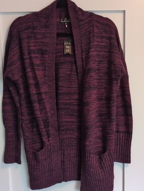 Tahari Marled Plum Open-Front Cardigan Size XS